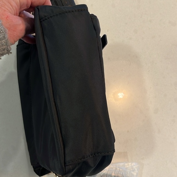 Valentino Orlandi Crossbody Bag Black Vegan Leather Nylon Wallet Zip Picket NWT